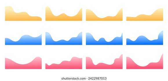 Gradient separator headers, modern dividers shapes for bottom of the page web site	set