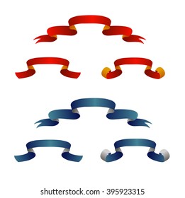 gradient set of colorful ribbons on a white background