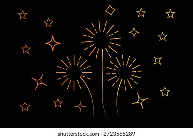 gradiente definido fogos de artifício explodindo em um fundo branco, decoração festiva festa. para Natal, ano novo, feriado, aniversário, aniversário, vitória, festa, carnaval, 4 de julho, banner imprimível
