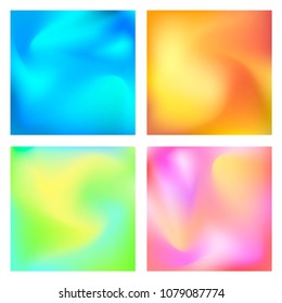 Gradient set. Modern abstract background. Colorful fluid cover for poster, banner, flyer and presentation. Trendy soft color. Template with screen gradient set 