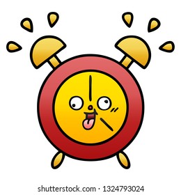 caricatura sombreada de gradiente de un reloj de alarma