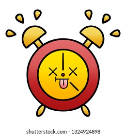 gradient shaded cartoon of a alarm clock