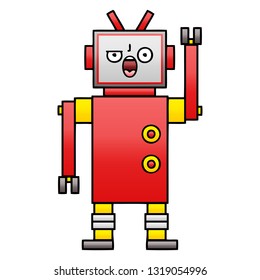caricatura sombreada de gradiente de un robot enfurecido