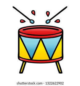 gradient shaded cartoon of a beating drum