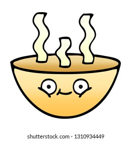 gradient shaded cartoon of a bowl of hot soup