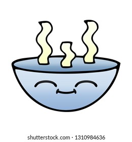 gradient shaded cartoon of a bowl of hot soup
