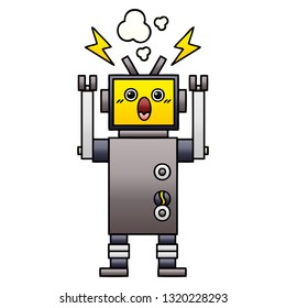 Farbverlauf-Cartoon eines gebrochenen Roboters