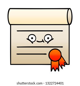 caricatura sombreada de degradado de un certificado