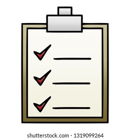 gradient shaded cartoon of a check list