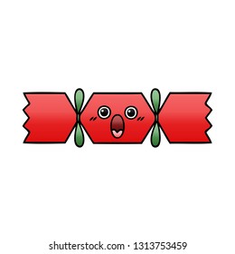 gradient shaded cartoon of a christmas cracker
