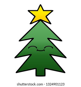 caricatura sombreada degradada de un árbol de navidad