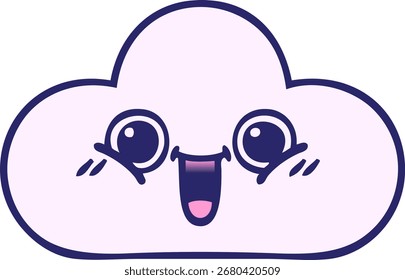 Farbverlauf schattierter Cartoon einer Wolke in heller Neonfarbe