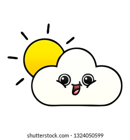 caricatura sombreada degradada de una nube y sol