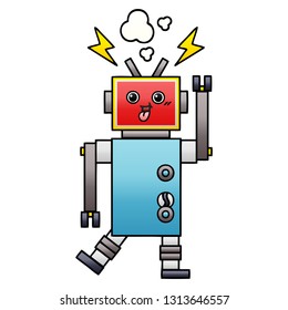 gradient shaded cartoon of a crazed robot