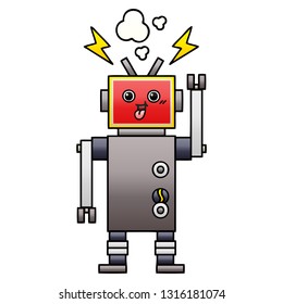 desenho animado sombreado gradiente de um robô enlouquecido