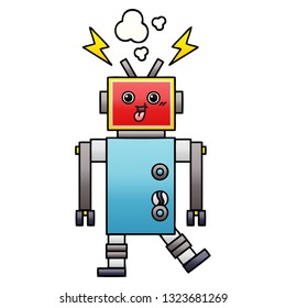 gradient shaded cartoon of a crazed robot