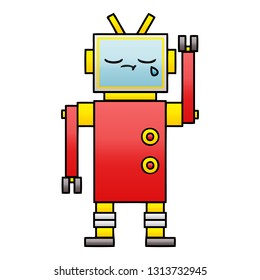 gradient shaded cartoon of a crying robot