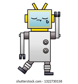 gradient shaded cartoon of a crying robot