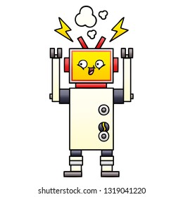gradient shaded cartoon of a dancing robot