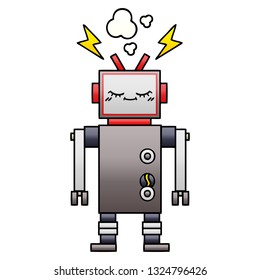 caricatura sombreada de gradiente de un robot bailador