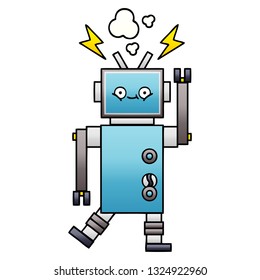 caricatura sombreada de gradiente de un robot bailador