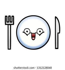 gradient shaded cartoon of a dinner plate