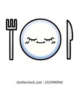 gradient shaded cartoon of a dinner plate