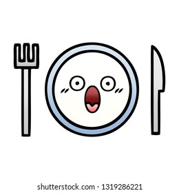 dibujo animado sombreado degradado de una placa de cena