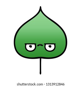 caricatura sombreada de degradado de una hoja de expresión