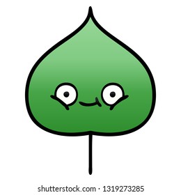 gradient shaded cartoon of a expressional leaf