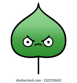 caricatura sombreada de degradado de una hoja de expresión