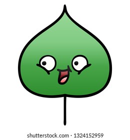 caricatura sombreada de degradado de una hoja de expresión