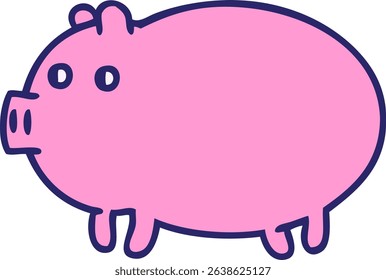gradient shaded cartoon of a fat pig in bright neon colors