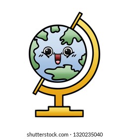 caricatura sombreada de gradiente de un globo del mundo