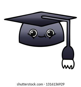 gradient shaded cartoon of a graduation hat