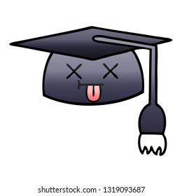 Farbverlauf-schattiger Cartoon eines Graduierungshut