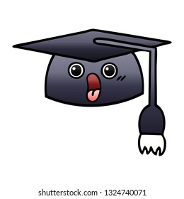 gradient shaded cartoon of a graduation hat
