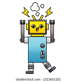 caricatura sombreada degradada de un robot feliz