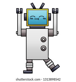 gradient shaded cartoon of a happy robot