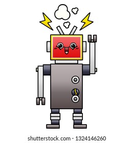 gradient shaded cartoon of a happy robot