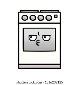 caricatura sombreada degradada de un horno de cocina