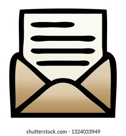 caricatura sombreada de degradado de una carta y sobre