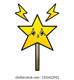 gradient shaded cartoon of a magic wand