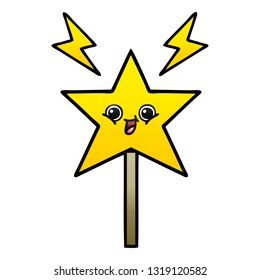 gradient shaded cartoon of a magic wand