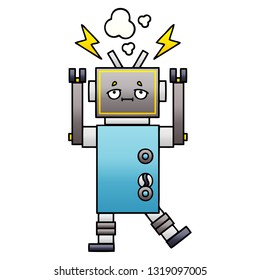 gradient shaded cartoon of a malfunctioning robot