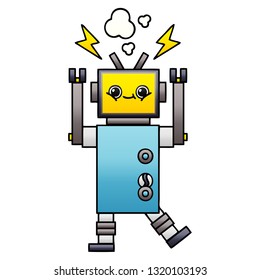 gradient shaded cartoon of a malfunctioning robot