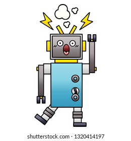 caricatura sombreada de gradiente de un robot que funciona mal