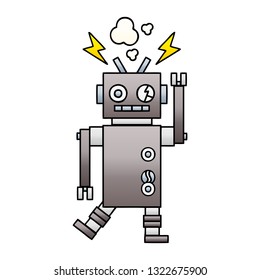 gradient shaded cartoon of a malfunctioning robot
