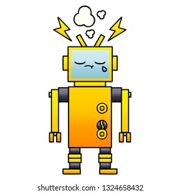 gradient shaded cartoon of a malfunctioning robot