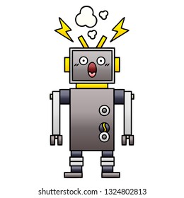 gradient shaded cartoon of a malfunctioning robot